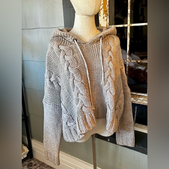 Lovestitch Kelly Oatmeal Chunky Cable Knit Hoodie Hood Sweater - Picture 8 of 8